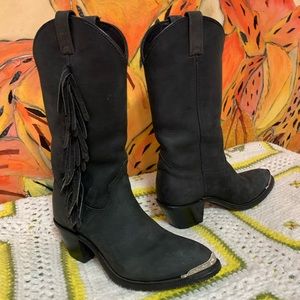 Double H Silver Tip Leather Fringe Cowboy Boot HH